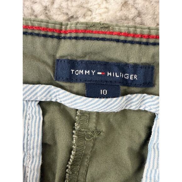 Tommy Hilfiger Size 10 Flat Front Straight Leg Chino Pant Olive Green Button Zip - Picture 8 of 11